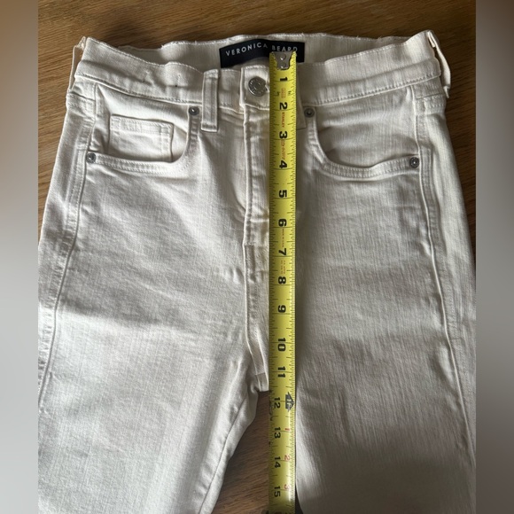 VERONICA BEARD WOMENS CARSON HIGH RISE ANKLE FLARE JEANS ECRU OFF WHITE 27 - Picture 4 of 11